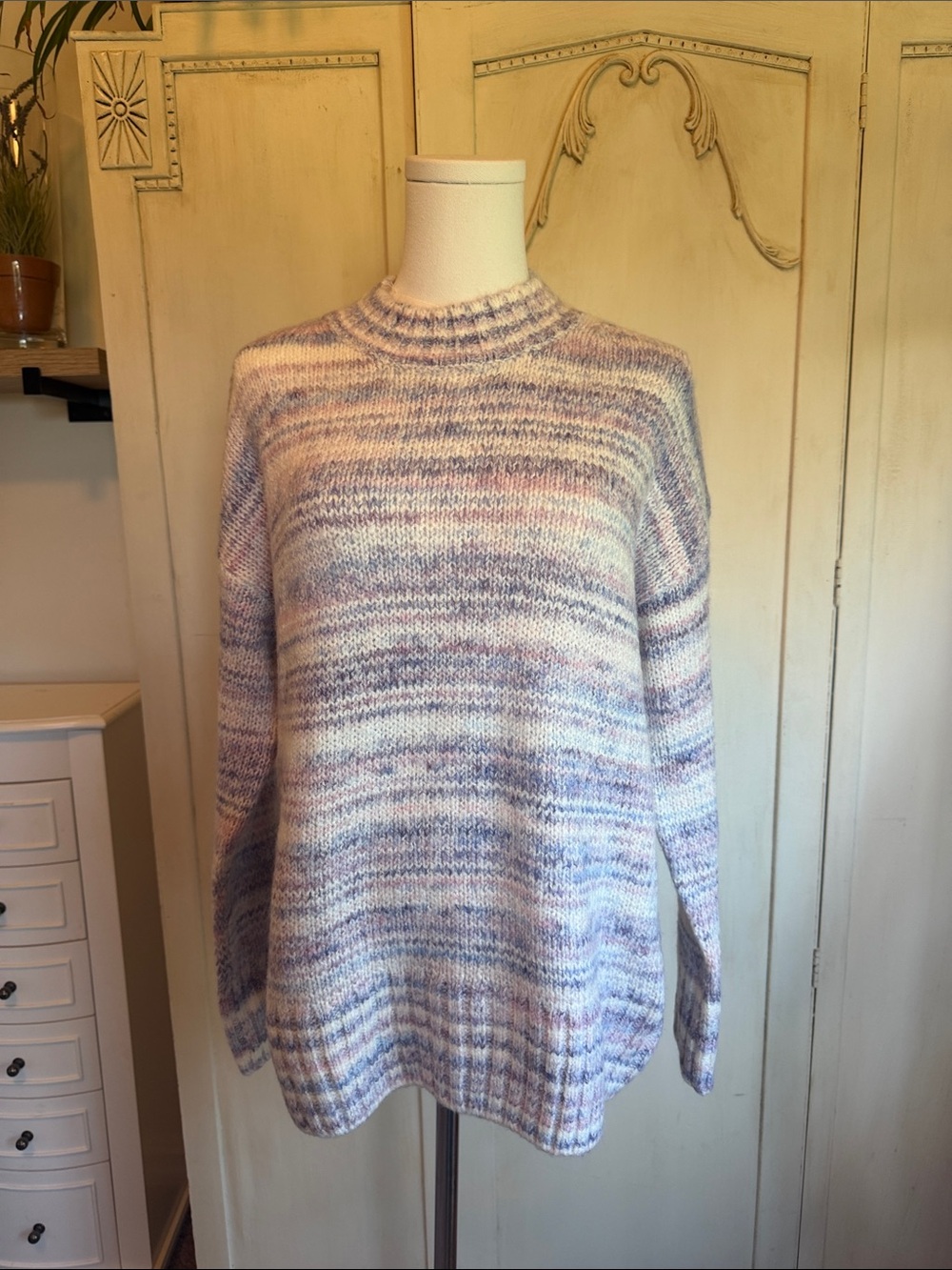 J. Crew Lavender & Soft Pink Heathered Crewneck Sweater
